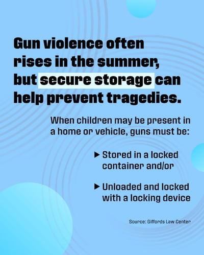 Gun violence often rises in the summer, but secure storage can help prevent tragedies.