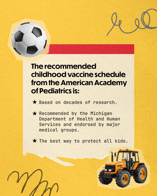 The recommended childhood vaccine schedule from the American Academy of Pediatrics is